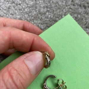 David Yurman, silver and gold crossover hoops